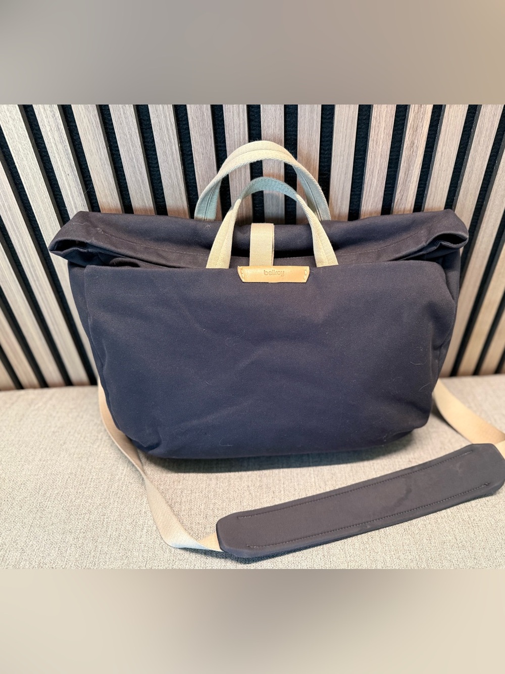 Bellroy System Work Bag Messenger Black Canvas 16” Laptop EUC